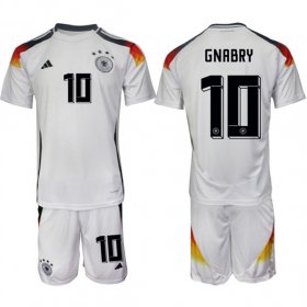 Cheap Men\'s Germany #10 Serge Gnabry White 2024-25 Home Soccer Jersey Suit