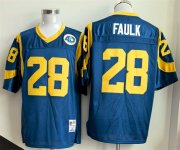 Men's Los Angeles Rams #28 Marshall Faulk Royal Throwback Football Stitched Jersey Cheap Wholesale