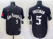 Cheap Men's Los Angeles Dodgers #5 Freddie Freeman Black Mexico 2025 LA Gothic Style With Fernando Patch Vapor Premier Limited Stitched Baseball Jersey