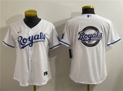 Cheap Women's Kansas City Royals Team Big Logo White Cool Base Stitched Jersey(Run Small)