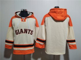 Wholesale Cheap Men\'s San Francisco Giants Blank Cream Ageless Must-Have Lace-Up Pullover Hoodie