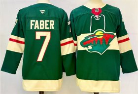 Men\'s Minnesota Wild #7 Brock Faber Green 2024-25 Home Stitched Hockey Jersey