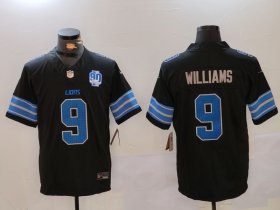 Men\'s Detroit Lions #9 Jameson Williams Black 2024 F.U.S.E. 2nd Alternate With 90th Anniversary Patch Vapor Limited Stitched Jersey