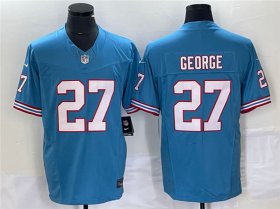 Wholesale Cheap Men\'s Tennessee Titans #27 Eddie George Light Blue 2023 F.U.S.E. Vapor Limited Throwback Stitched Football Jersey