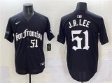 Cheap Men's San Francisco Giants #51 Jung Hoo Lee Black 'Gothic Fog Edition' Vapor Premier Limited Stitched Baseball Jersey