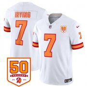 Cheap Men's Tampa Bay Buccaneers #7 Bucky Irving White 2025 F.U.S.E. 50th Anniversary Patch Vapor Untouchable Limited Football Stitched Jersey