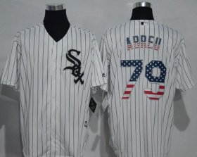 Wholesale Cheap White Sox #79 Jose Abreu White(Black Strip) USA Flag Fashion Stitched MLB Jersey