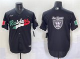 Cheap Men's Las Vegas Raiders Team Big Logo Black Mexico Cool Base Stitched Baseball Jersey