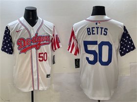 Cheap Men\'s Los Angeles Dodgers #50 Mookie Betts White Limited Stitched Baseball Jersey