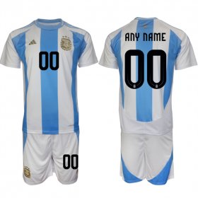 Cheap Men\'s Argentina Custom White Blue 2024-25 Home Soccer Jersey Suit