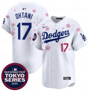 Cheap Men's Los Angeles Dodgers #17 Shohei Ohtani White 2025 Tokyo Series Limited Stitched Baseball Jersey