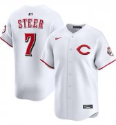 Cheap Men's Cincinnati Reds #7 Spencer Steer White 2025 Home Limited Stitched Baseball Jersey
