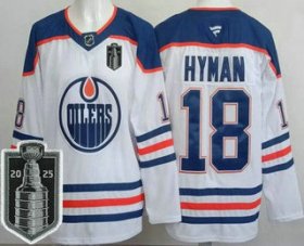 Cheap Men\'s Edmonton Oilers #18 Zach Hyman White 2025 Stanley Cup Final Authentic Jersey