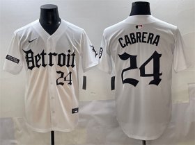 Cheap Men\'s Detroit Tigers #24 Miguel Cabrera White\'Motor Gothic Edition\' Vapor Premier Limited Stitched Baseball Jersey
