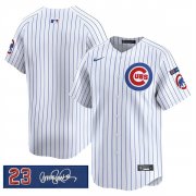 Men's Chicago Cubs Blank White Pinstripe 'Ryne Sandberg Tribute' Vapor Limited V3 Stitched Baseball Jersey Cheap Wholesale