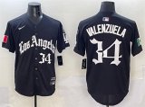 Cheap Men's Los Angeles Dodgers #34 Fernando Valenzuela Black Mexico 2025 LA Gothic Style With Fernando Patch Vapor Premier Limited Stitched Baseball Jersey