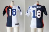 Wholesale Cheap Nike Colts #18 Peyton Manning Blue/White Women's Stitched NFL Elite Split Broncos Jersey