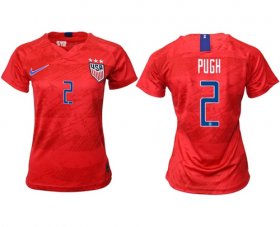 Wholesale Cheap Women\'s USA #2 Pugh Away Soccer Country Jersey