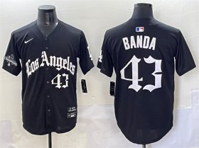 Men\'s Los Angeles Dodgers #43 Anthony Banda Black Mexico 2025 LA Gothic Style With 2024 World Series Champions Patch Vapor Premier Limited Stitched Baseball Jersey