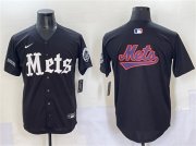Cheap Men's New York Mets Team Big Logo Black 'Gotham Gothic Edition' Vapor Premier Limited Stitched Baseball Jersey