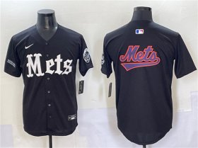 Cheap Men\'s New York Mets Team Big Logo Black \'Gotham Gothic Edition\' Vapor Premier Limited Stitched Baseball Jersey
