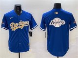 Cheap Men's Los Angeles Dodgers Team Big Logo Royal 2025 Gold Collection Limited Stitched Baseball Jersey