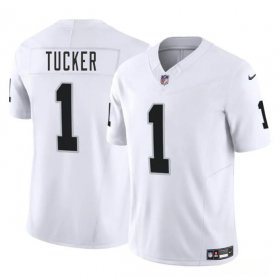 Men\'s Las Vegas Raiders #1 Tre Tucker White 2025 F.U.S.E. Vapor Football Stitched Jersey Cheap