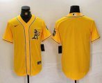 Cheap Men's Oakland Athletics Blank Yellow Cool Base Stitched Baseball Jersey