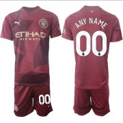 Cheap Men's Manchester City Custom 2024-25 Burgundy Third Soccer Jersey Suit