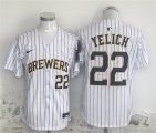 Men's Milwaukee Brewers #22 Christian Yelich White Alternate Limited Stitched Jersey Cheap