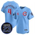 Men's Chicago Cubs #4 Pete Crow-Armstrong Blue 'Ryne Sandberg Tribute' Vapor Limited V2 Stitched Baseball Jersey Cheap Wholesale