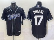 Cheap Men's Los Angeles Dodgers #17 Shohei Ohtani Black Fashion Stitched Baseball Jersey