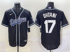 Cheap Men\'s Los Angeles Dodgers #17 Shohei Ohtani Black Fashion Stitched Baseball Jersey