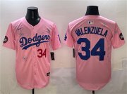 Cheap Men's Los Angeles Dodgers #34 Fernando Valenzuela Pink 2025 Tokyo Series Limited Stitched Baseball Jersey