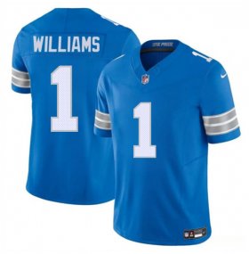 Cheap Men\'s Detroit Lions #1 Jameson Williams Blue 2025 F.U.S.E. Vapor Limited Football Stitched Jersey