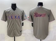 Cheap Men's Texas Rangers Team Big Logo Gray With Patch Cool Base Stitched Baseball Jersey