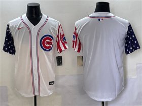 Men\'s Chicago Cubs Blank White 2025 Independence Day Vapor Premier Limited Stitched Baseball Jersey