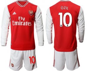 Wholesale Cheap Arsenal #10 Ozil Red Home Long Sleeves Soccer Club Jersey