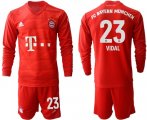 Wholesale Cheap Bayern Munchen #23 Vidal Home Long Sleeves Soccer Club Jersey