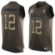 Wholesale Cheap Nike Eagles #12 Randall Cunningham Green Men's Stitched NFL Limited Salute To Service Tank Top Jersey