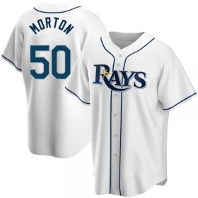 Wholesale Cheap Men\'s Tampa Bay Rays Replica #50 Charlie Morton White Home Nike Jersey