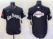 Cheap Men's Los Angeles Dodgers Team Big Logo Black Mexico 2025 LA Gothic Style With Fernando Patch Vapor Premier Limited Stitched Baseball Jersey