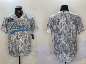Cheap Men\'s Detroit Lions Blank 2024 Arctic Camo Salute To Service Stitched Baseball Jersey