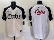 Cheap Men's Chicago Cubs Team Big Logo White Black 'Gothic North Side Edition' Vapor Premier Limited Stitched Baseball Jersey