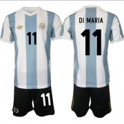 Men's Argentina #11 angel Fabian Di Maria White Blue 2024-25 50th Anniversary Home Soccer Jersey Suit Cheap