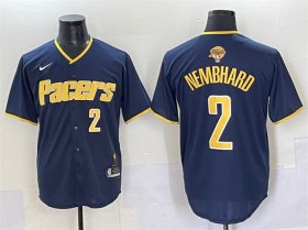 Cheap Men\'s Indiana Pacers #2 Andrew Nembhard Navy 2025 Finals Vapor Stitched Baseball Jersey