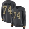 Wholesale Cheap Nike Colts #74 Anthony Castonzo Anthracite Salute to Service Women's Stitched NFL Limited Therma Long Sleeve Jersey