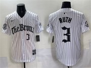 Men's New York Yankees #3 Babe Ruth White Pinstripe 'Gothic Legacy Edition' Vapor Premier Limited Stitched Baseball Jersey Cheap Wholesale