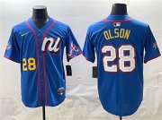Cheap Men's National League #28 Matt Olson Blue 2025 All-Star Edition Limited Stitched Baseball Jersey