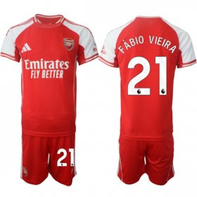 Men\'s Arsenal F.C #21 Fabio Vieira Red 2025 Home Soccer Jersey Suit Cheap